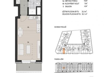 Prodej bytu, 1+kk, 41 m²