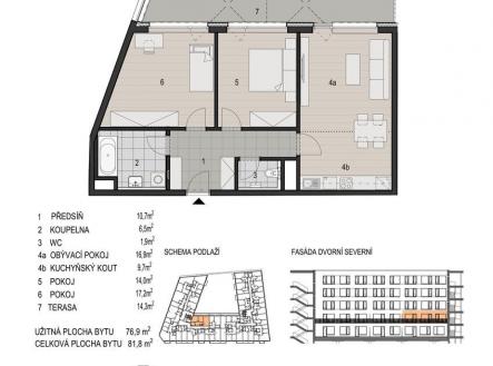 Prodej bytu, 3+kk, 81 m²