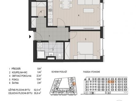 Prodej bytu, 2+kk, 58 m²
