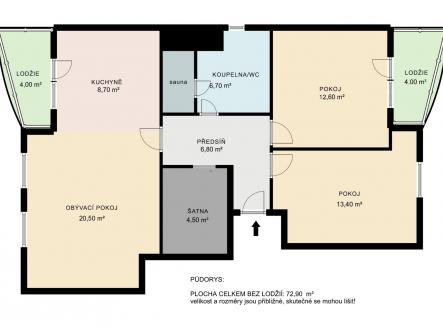 Prodej bytu, 3+kk, 73 m²