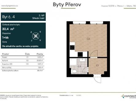 Pronájem bytu, 1+kk, 30 m²