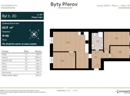 Pronájem bytu, 4+kk, 63 m²