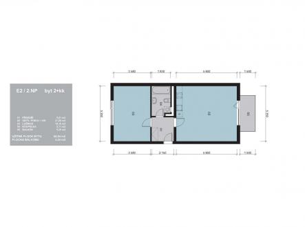 Pronájem bytu, 2+kk, 60,8 m²