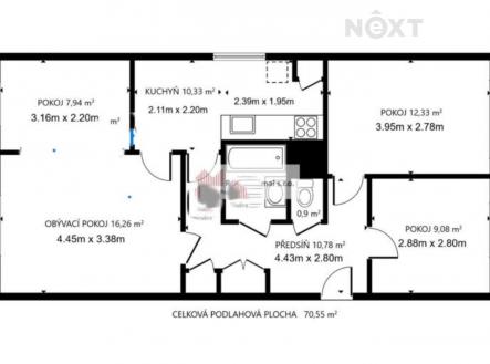 Prodej bytu, 3+1, 74 m²