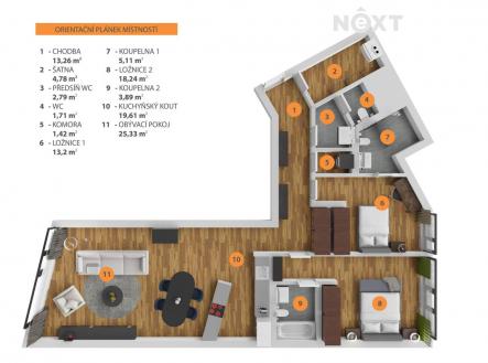 Pronájem bytu, 3+kk, 115 m²