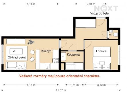 Prodej bytu, 2+kk, 40 m²