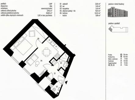 Prodej bytu, 2+kk, 38 m²
