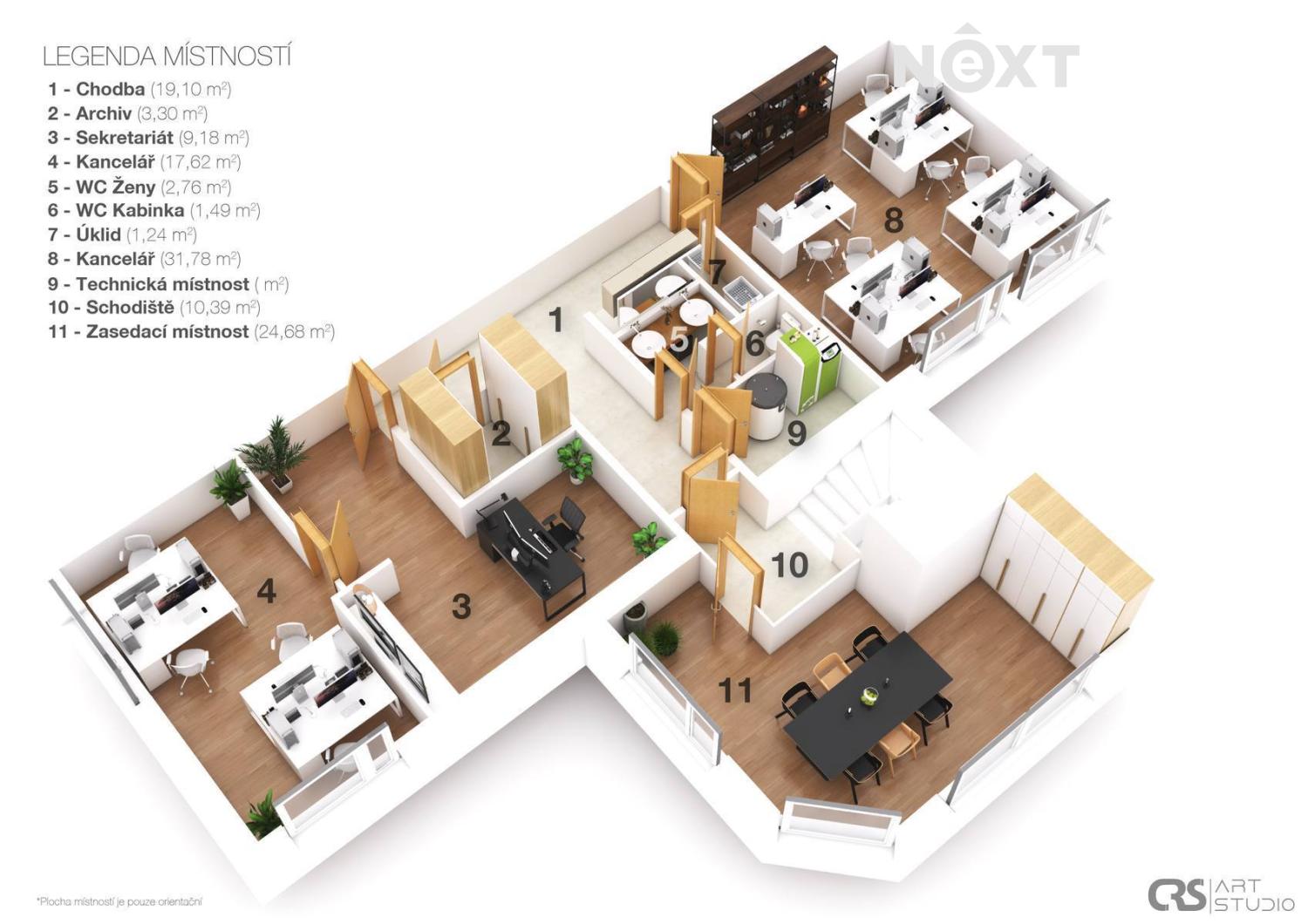 Pronájem komerční Kanceláře, 72㎡