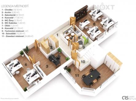 Pronájem kanceláře, 45 m²
