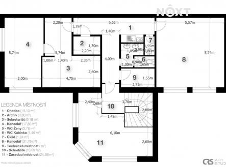 Pronájem kanceláře, 45 m²