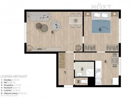 Prodej bytu, 2+1, 55 m²