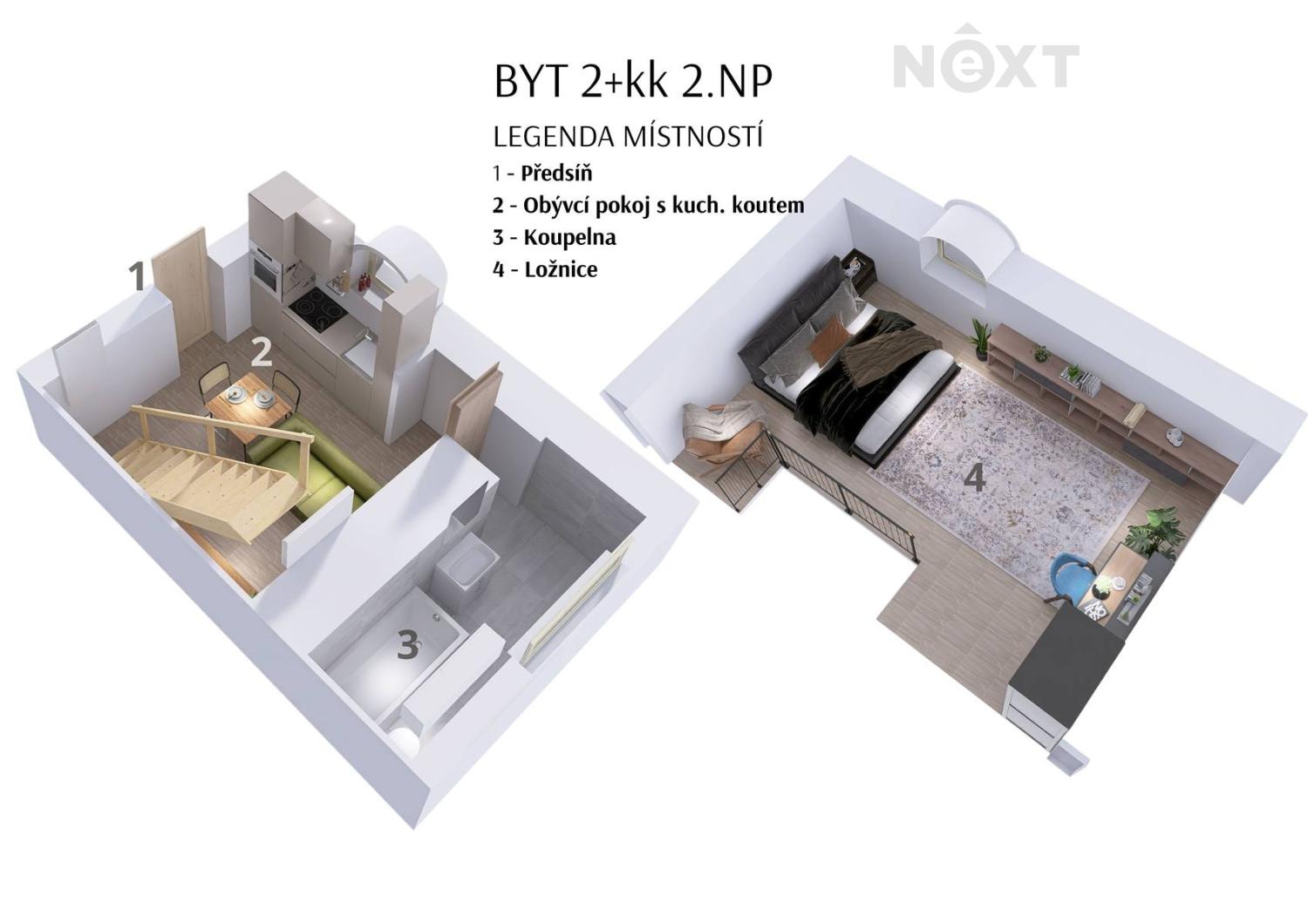 Prodej byt 2+kk, 40㎡
