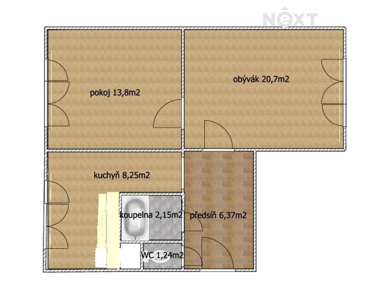 Prodej byt 2+1, 60㎡
