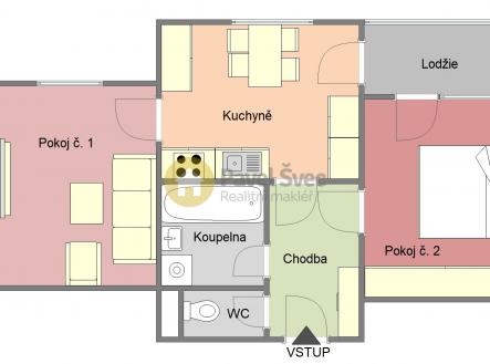 Pronájem bytu, 2+1, 50 m²