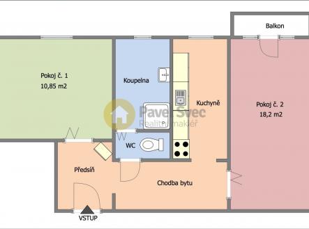 Pronájem bytu, 2+1, 52 m²