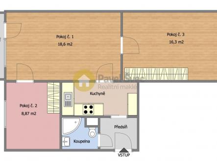 Pronájem bytu, 3+kk, 58 m²