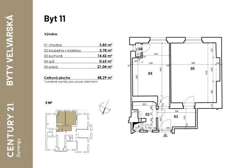 Prodej bytu, 2+kk, 48 m²