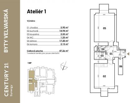 Prodej bytu, 2+kk, 47 m²