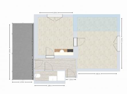 Pronájem bytu, 2+kk, 44 m²