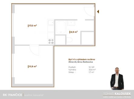 Pronájem bytu, 1+1, 34 m²