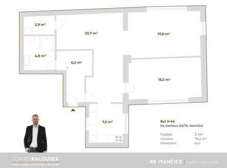 Pronájem bytu, 3+kk, 78 m²