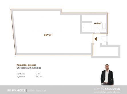 Pronájem kanceláře, 41 m²
