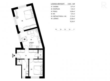 Prodej bytu, 3+kk, 70 m²