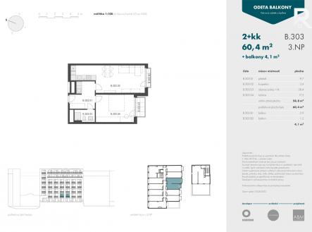 Pronájem bytu, 2+kk, 60 m²