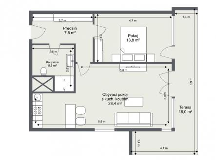 Prodej bytu, 2+kk, 72 m²