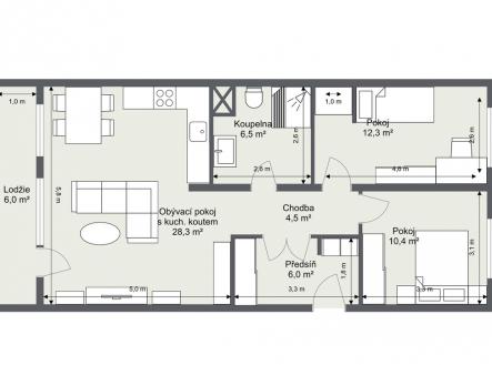 Prodej bytu, 3+kk, 75 m²