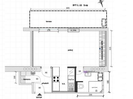 Pronájem bytu, 1+kk, 33 m²