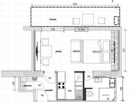 Pronájem bytu, 1+kk, 33 m²