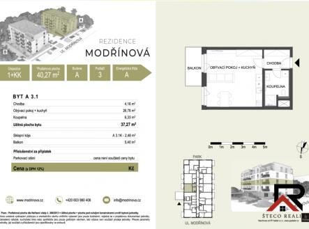 Prodej bytu, 1+kk, 40 m²