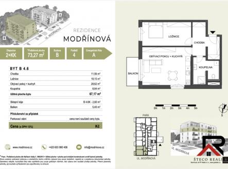 Pronájem bytu, 2+kk, 73 m²
