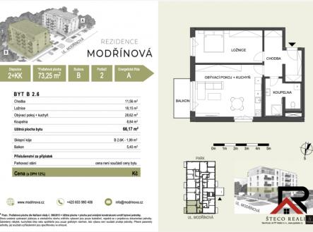 Pronájem bytu, 2+kk, 73 m²