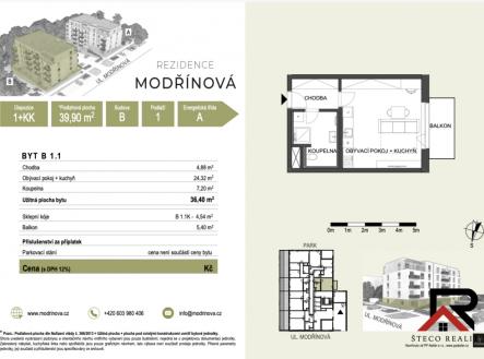 Pronájem bytu, 1+kk, 39 m²
