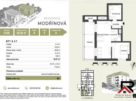 Pronájem bytu, 2+kk, 59 m²