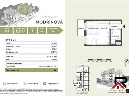 Pronájem bytu, 1+kk, 40 m²