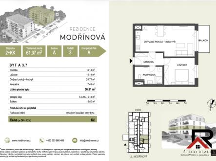 Pronájem bytu, 2+kk, 61 m²