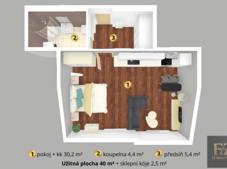 Prodej bytu, 1+kk, 42 m²