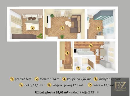 Prodej bytu, 3+1, 65 m²