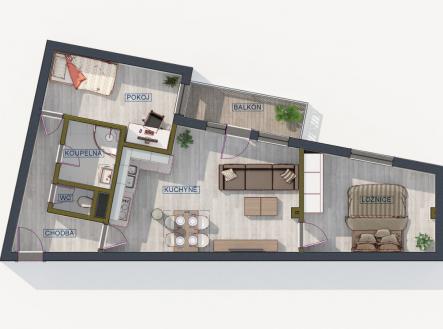 Prodej bytu, 3+kk, 71 m²