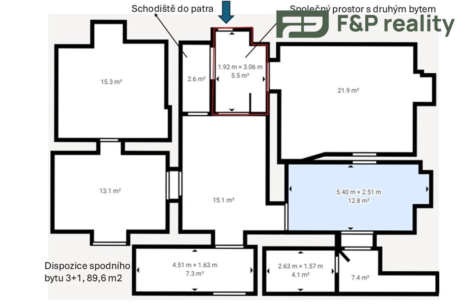 Prodej byt 3 + 1, 89㎡|Jihočeský kraj, Písek, Čimelice, 1, 39804