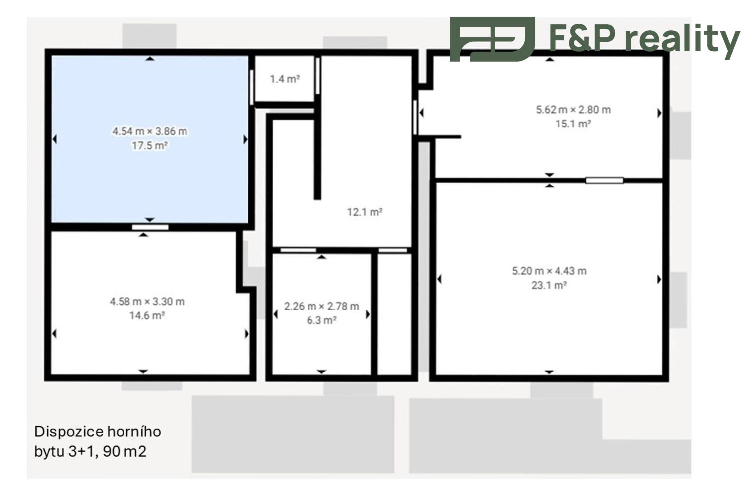 Prodej byt 3 + 1, 90㎡|Jihočeský kraj, Písek, Čimelice, 1, 39804