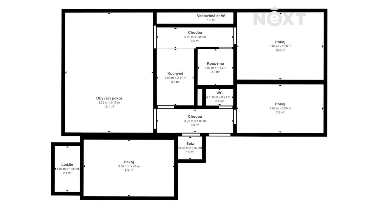 Prodej byt 4+1, 67㎡