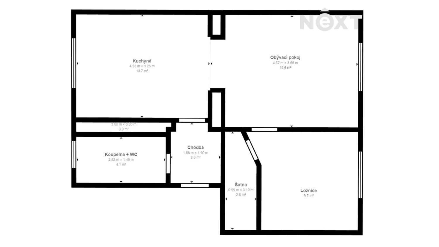 Pronájem byt 2+1, 48㎡