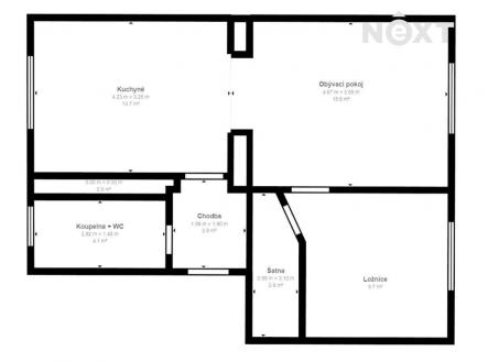 Pronájem bytu, 2+1, 48 m²