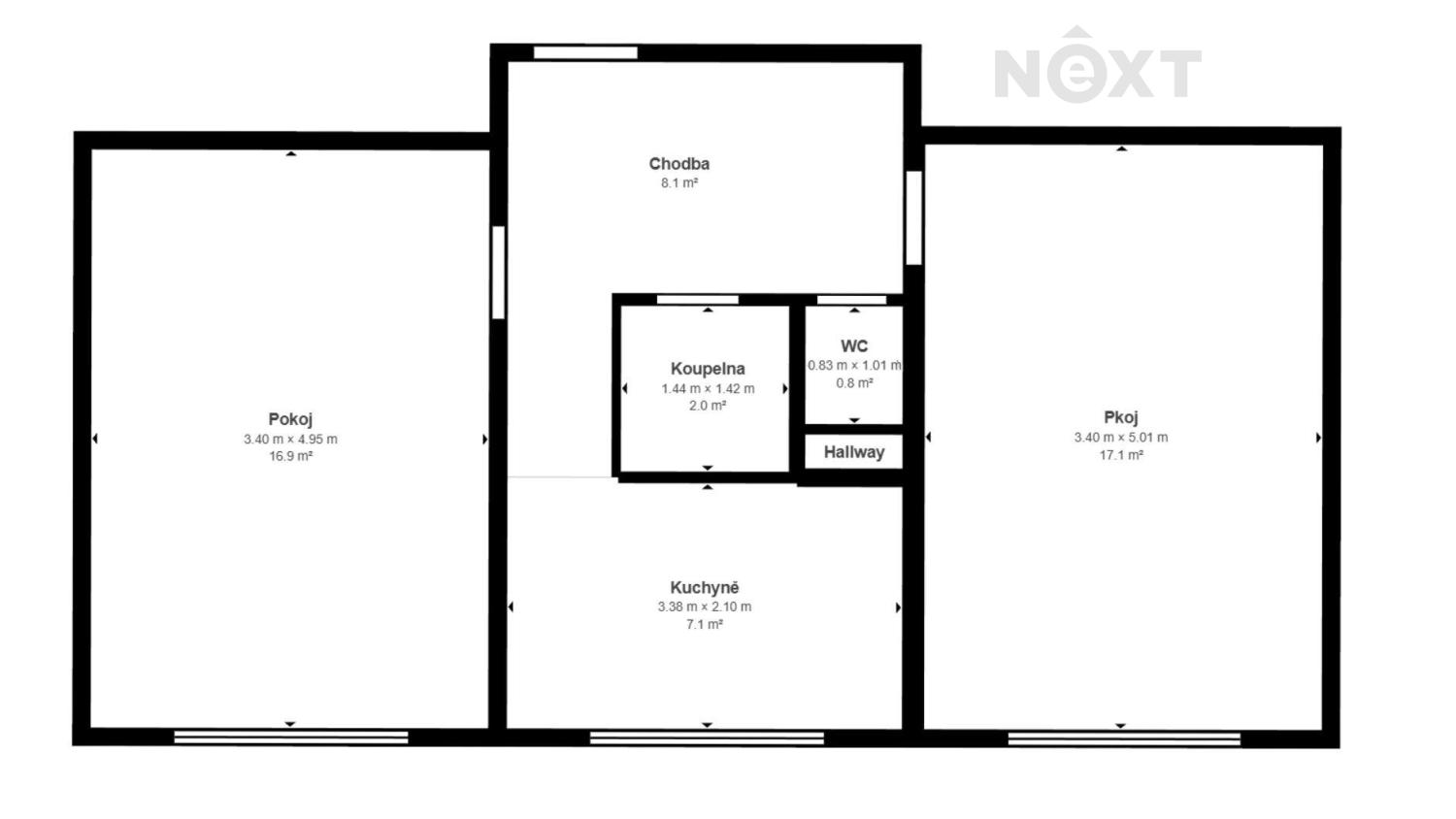 Pronájem byt 2+1, 57㎡