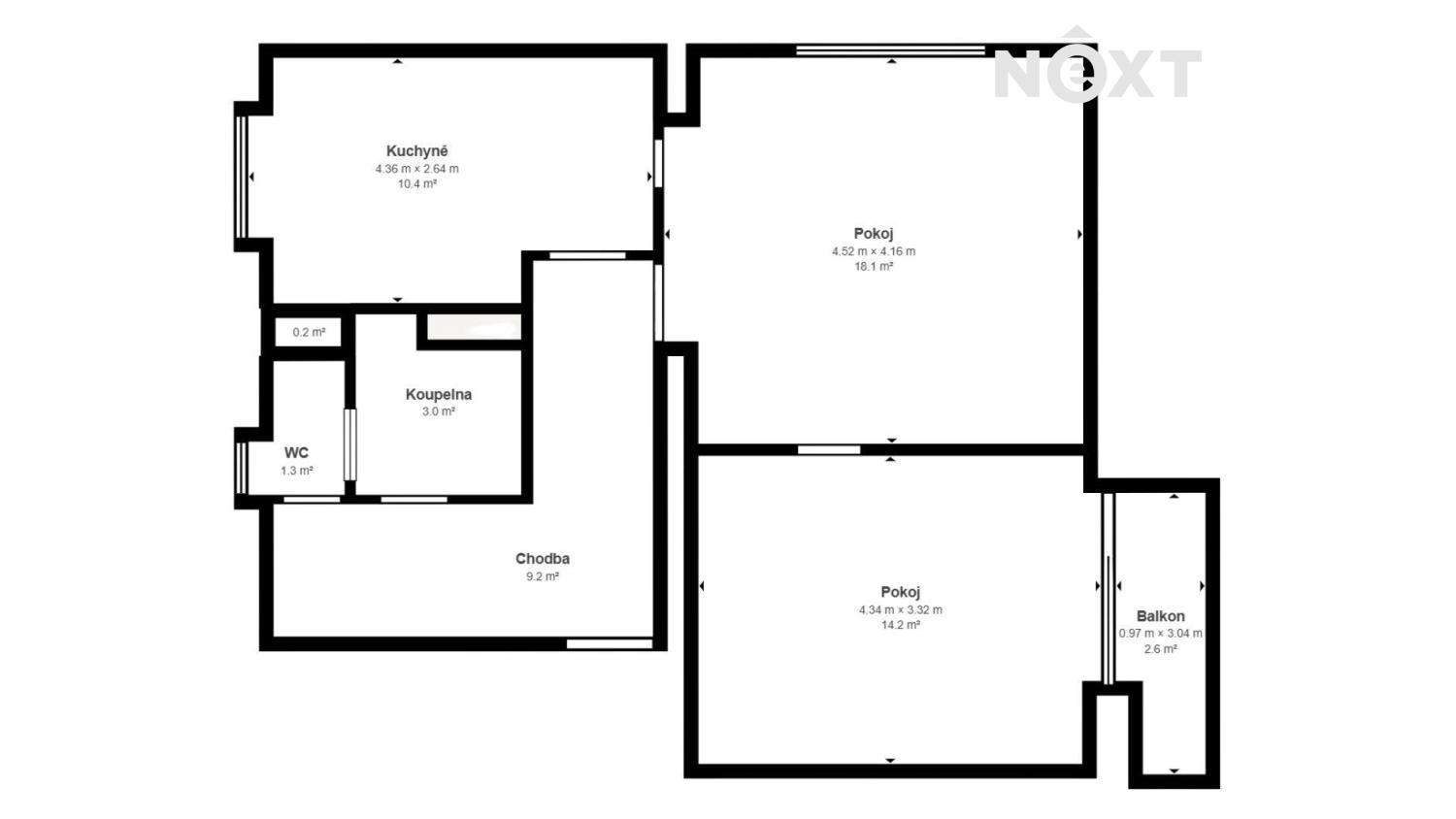 Prodej byt 2+1, 56㎡