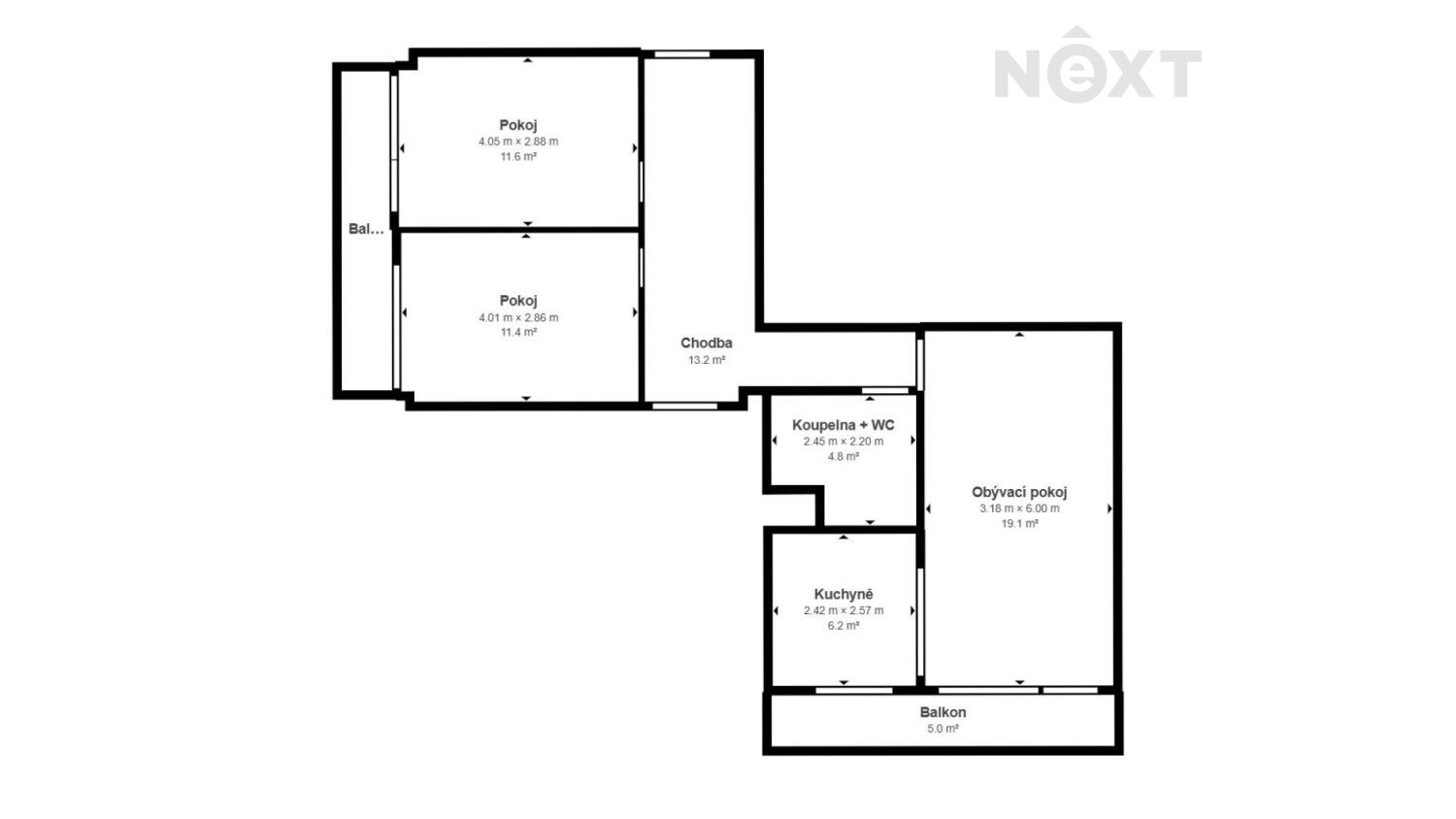 Pronájem byt 3+kk, 69㎡